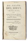 ENLIGHTENMENT  BROSSES, CHARLES DE.  Du Culte des Dieux Fétiches.  1760